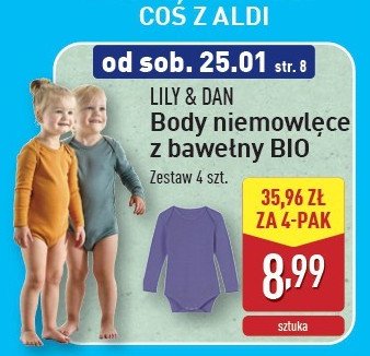 Body niemowlęce z bawełny bio 62/68-98/104 Lily & dan promocja w Aldi