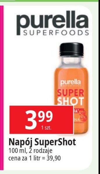 Napój super shot energy Purella superfoods Purella food promocja