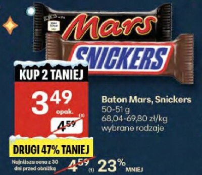 Baton Snickers 50-51g promocja w Delikatesy Centrum