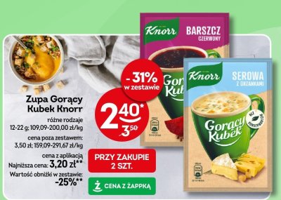 Zupa Gorący Kubek Knorr różne rodzaje promocja w Żabka