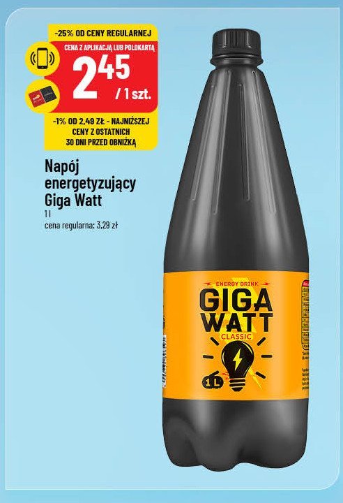 Napój energetyczny classic Giga watt promocja w POLOmarket