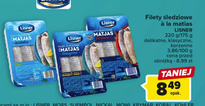 Filety śledziowe a'la matias w oleju klasyczne omega 3 Lisner promocja