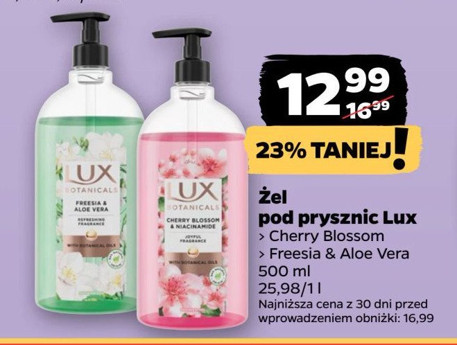 Żel podp rysznic freesia & aloe vera Lux botanicals promocja