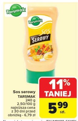 Sos serowy TARSMAK promocja w Carrefour Market