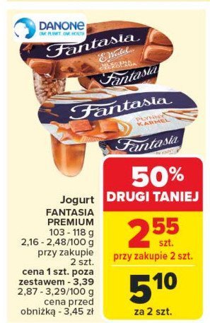 Jogurt z mleczną czekoladą Danone fantasia e. wedel promocja w Carrefour