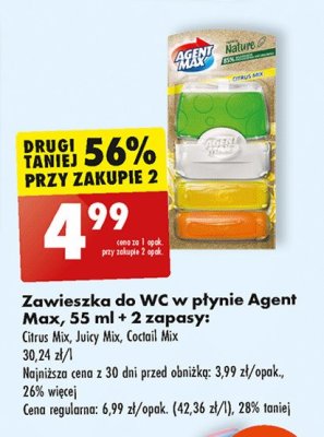 Zawieszka do wc citrus mix + 2 x zapas Agent max active & clean promocja