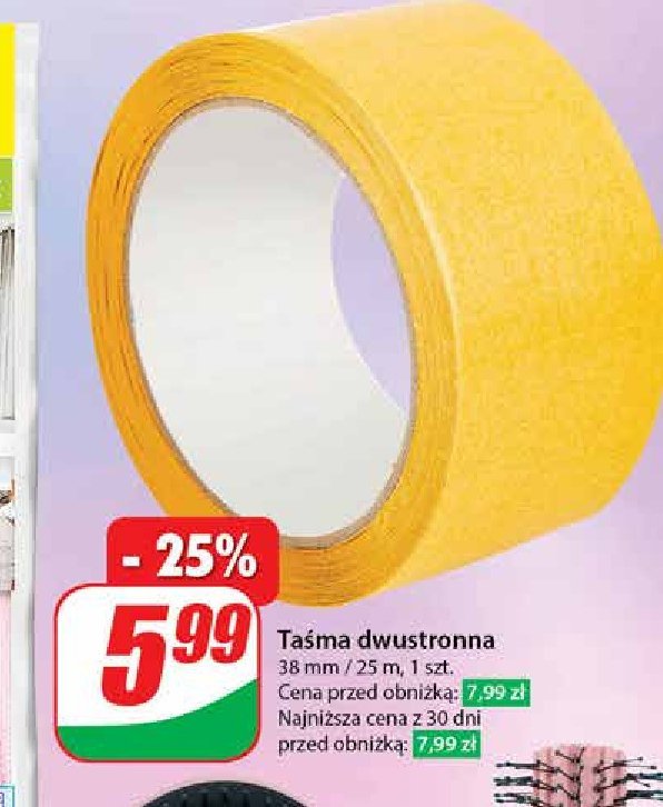 Taśma dwustronna 38 mm x 25 m promocja