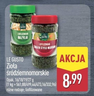 Zioła śródziemnomorskie LE GUSTO promocja w Aldi