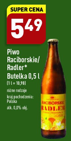Piwo Raciborskie radler cytryna-pomarańcza promocje