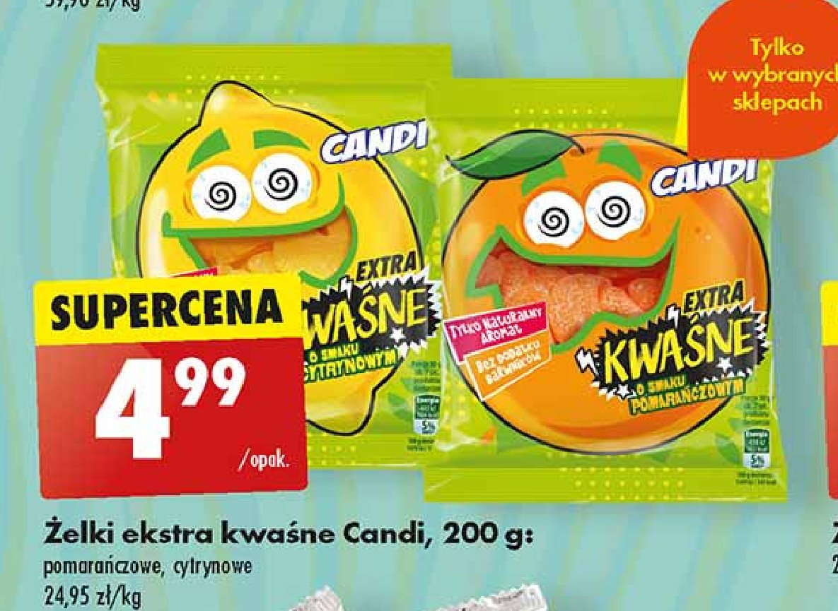 Żelki extra kwaśne cytrynowe Candi (biedronka) promocja
