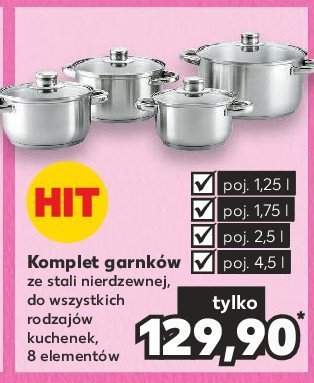 Komplet 4 garnk贸w ze stali nierdzewnej z pokrywkami promocja