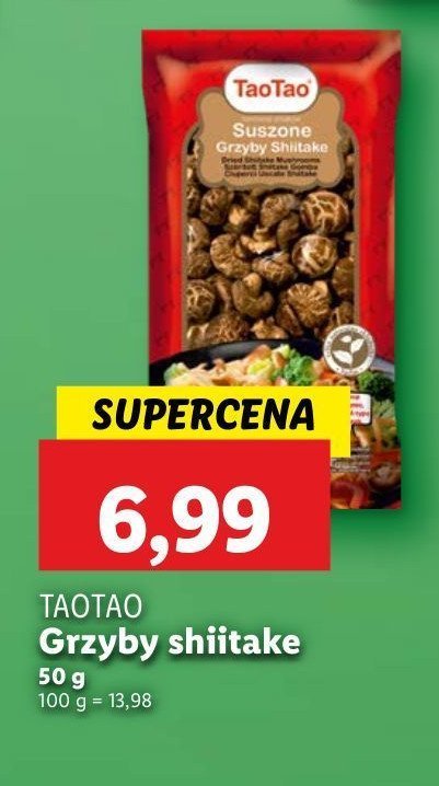Grzyby shitake całe Tao tao promocja w Lidl