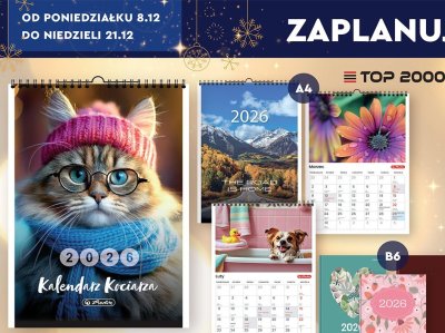 Kalendarz ścienny A4 planszowy lub trójdzielny różne wzory i kolory promocja w Biedronka