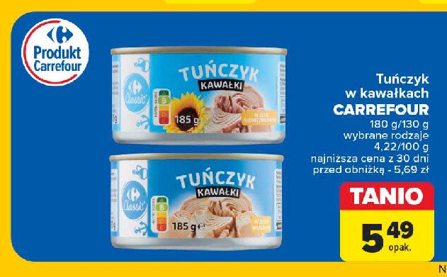 Tuńczyk kawałki w sosie własnym Carrefour classic promocja