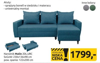 Narożnik Malin 2DLURC promocja w Black Red White