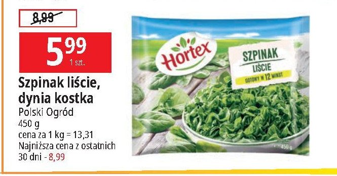 Szpinak liście Hortex promocja