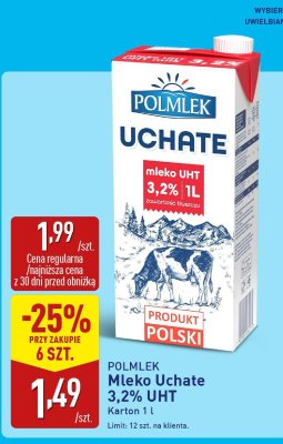 Mleko Uchate 3,2% UHT promocja w Aldi