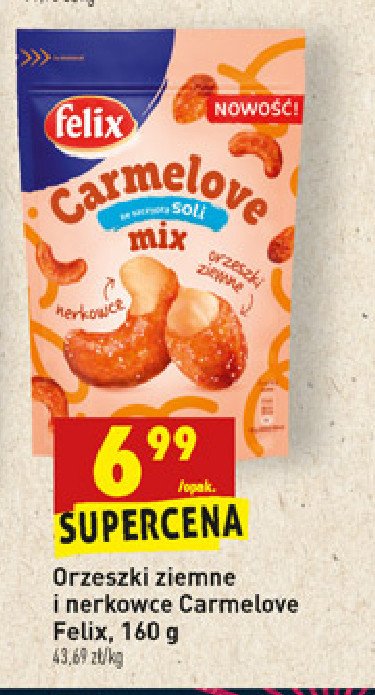 Orzechy mix orzechy ziemne i nerkowiec Felix carmelove promocja