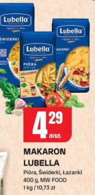 Makaron lubella pióra, świderki, łazanki MW FOOD promocja w Chorten