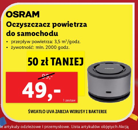 Oczyszczacz powietrza samochodowy Osram promocja
