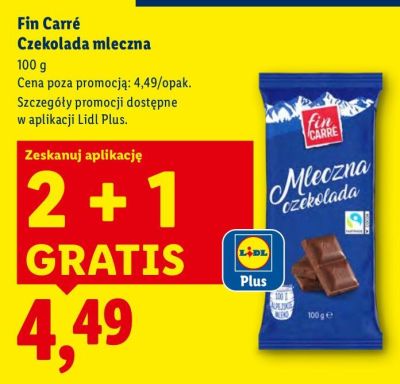 Czekolada Fin Carré Czekolada mleczna promocja w Lidl
