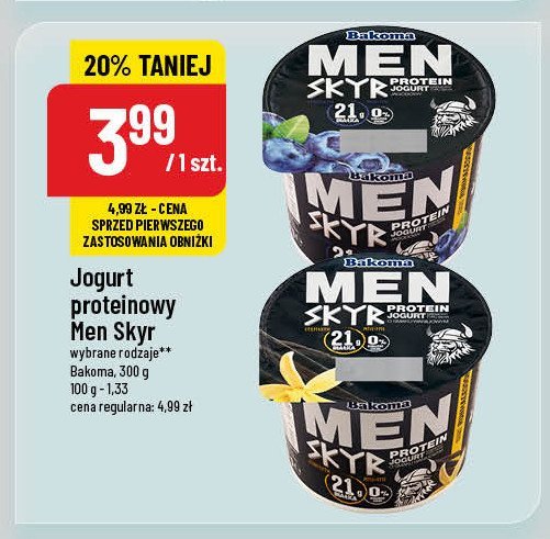 Jogurt waniliowy Bakoma men skyr protein promocja