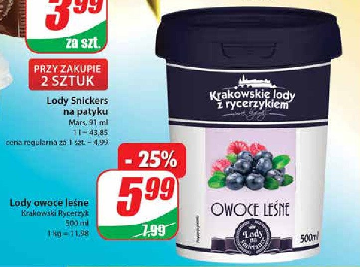 Lody owoce le艣ne Krakowskie lody z rycerzykiem promocja
