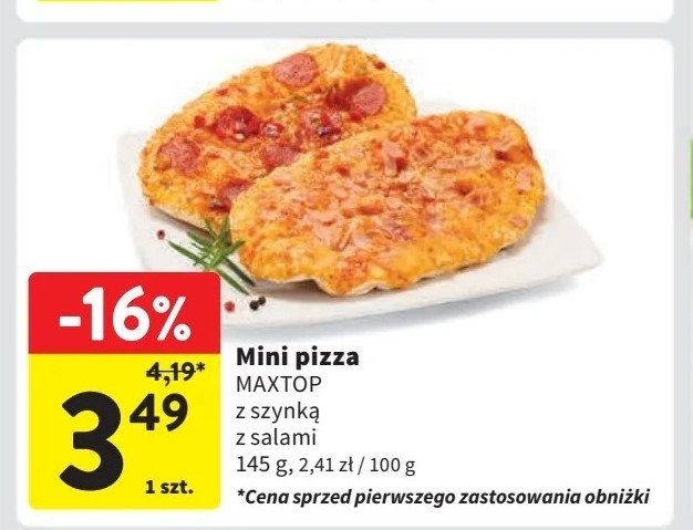 Mini pizza z szynką Maxtop promocja