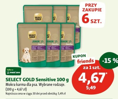 Karma mokra SELECT GOLD Sensitive 100 g promocja w MAXI ZOO
