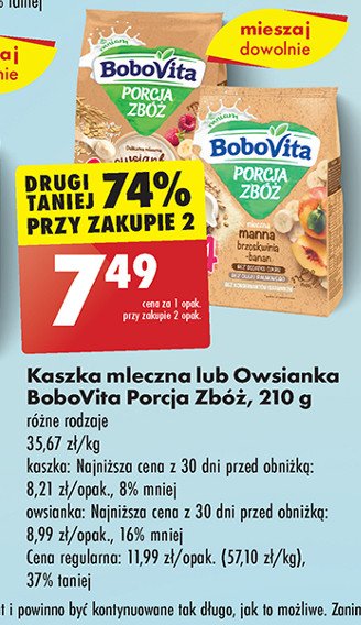 Owsianka z ryżem banan-malina Bobovita porcja zbóż promocja