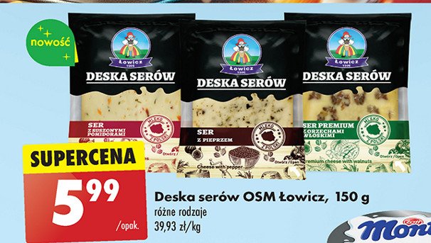 Deska serów z pieprzem Łowicz 1906 promocja w Biedronka