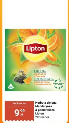 Herbata zielona Mandarynka & pomarańcza Lipton promocja w Biedronka