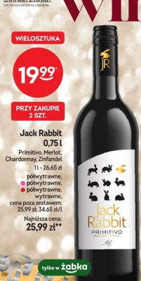 Wino Jack Rabbit Primitivo 0,75l promocja w Żabka