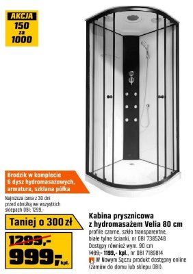 Kabina prysznicowa z hydromasażem Velia 80 cm promocja w OBI