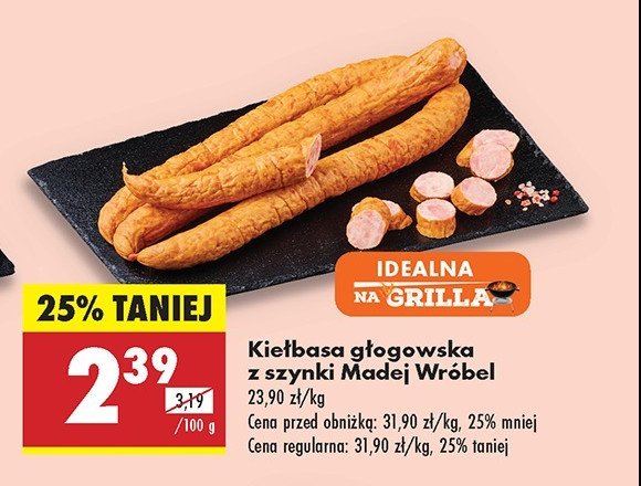 Kiełbasa głogowska z szynki Madej & wróbel promocja w Biedronka