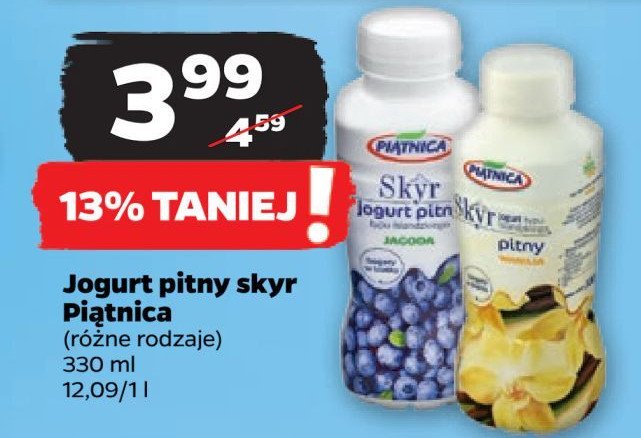 Jogurt typu islandzkiego wanilia Piątnica skyr promocja w Netto