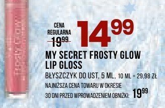 Błyszczyk My Secret Frosty Glow Lip Gloss promocja w Drogerie Natura