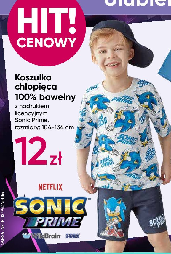 Koszulka chłopięca sonic prime 104-134 cm promocja