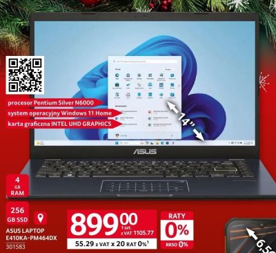 Laptop Asus E410KA-PM464DX promocja w Selgros