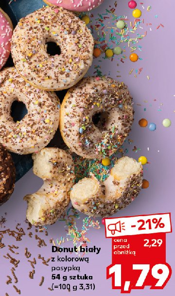 Donuyt bia艂y z kolorow膮 posypk膮 promocja