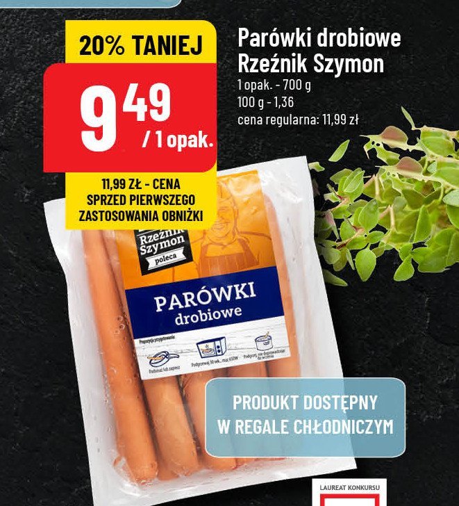 Parówki drobiowe Rzeźnik szymon poleca promocja