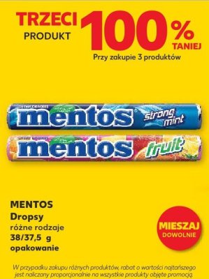 Drażetki Mentos różne rodzaje trzeci -100% taniej promocja w Kaufland