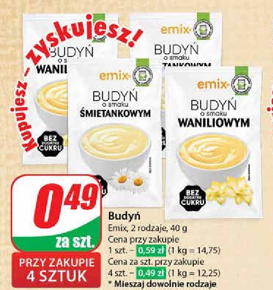 Budyń waniliowy Emix promocja w Dino