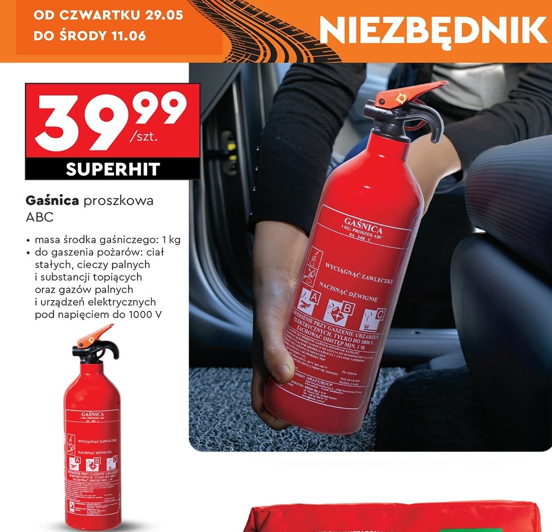 Gaśnica proszkowa abc Sena promocja w Biedronka