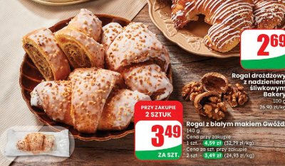 Rogale drożdżowe z nadzieniem śliwkowym Bakery 100 g promocja w Dino