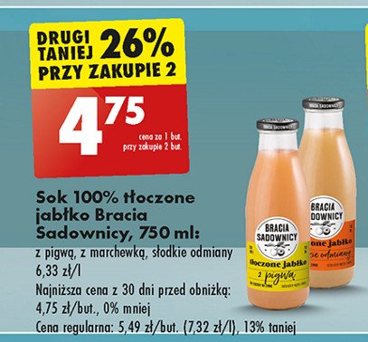 Sok tłoczony jabłko i marchew Bracia sadownicy promocja