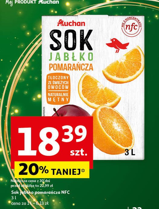 Sok jabłko-pomarańcza Auchan różnorodne (logo czerwone) promocja