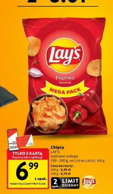 Chipsy Lay's wybrane rodzaje 190 - 200 g promocja w Intermarche