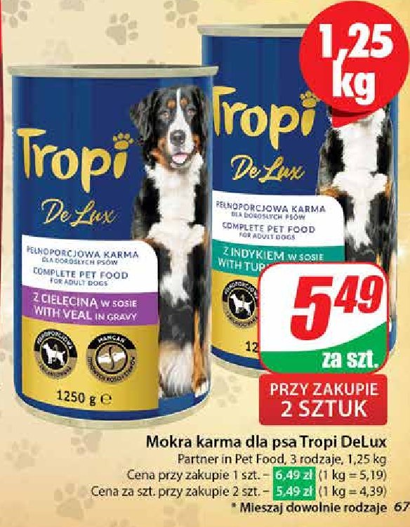 Karma dla psa z cielęciną Tropi deluxe promocja