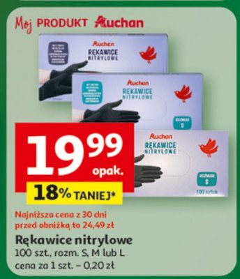 Rękawice nitrylowe 100 szt., rozm. S, M lub L promocja w Auchan